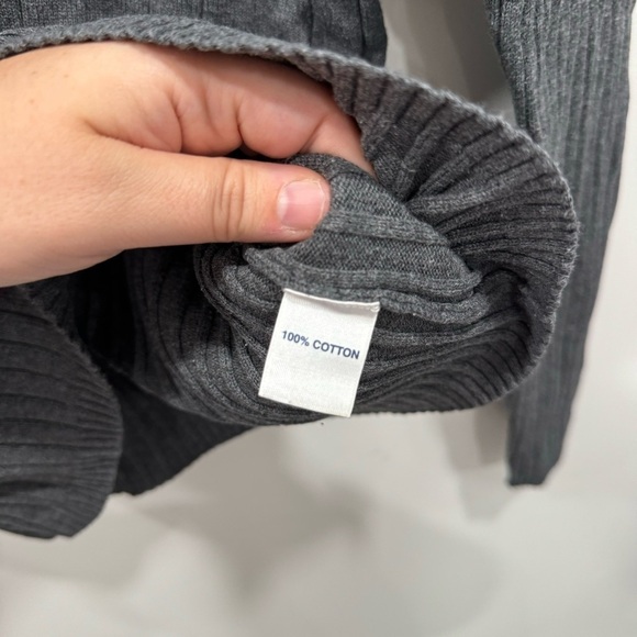 Preview International Ribber Knit Long Sleeve High Neck Sweater Dark Grey Cotton - Picture 5 of 6